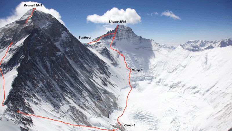 Montaña Lhotse en el Monte Everest