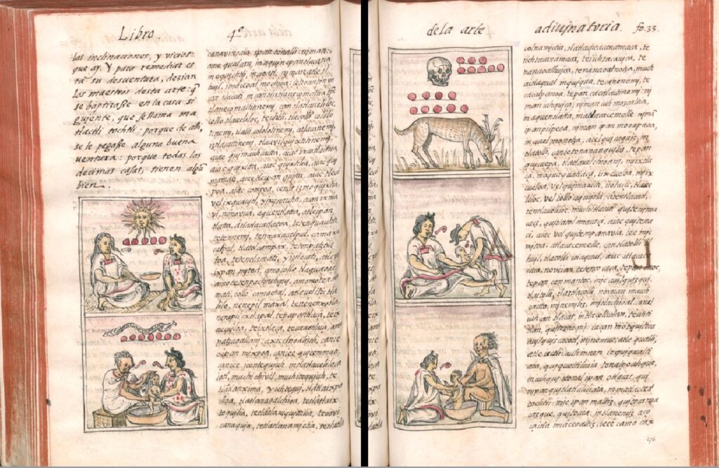 Páginas del libro "Historia General de las Cosas de Nueva España", por el fray Bernardino de Sahagún.