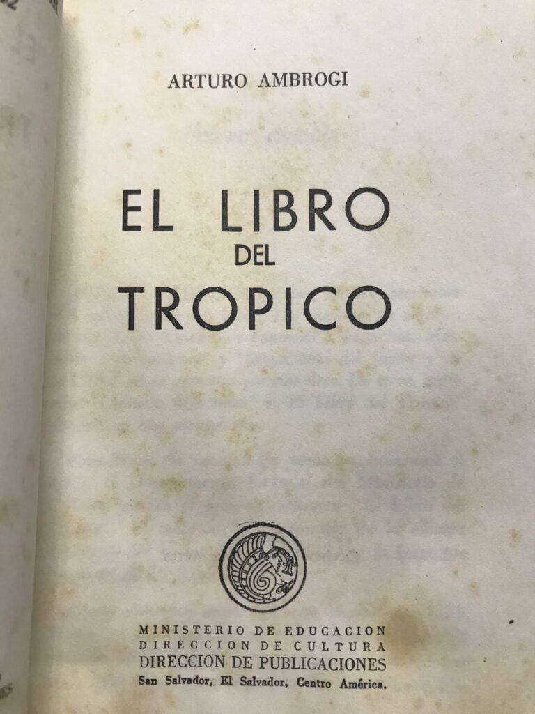 Contraportada de "El Libro del Trópico", que inspiró a Salvador Salazar Arrué