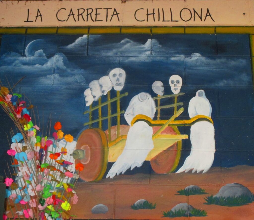 Mural de la carreta chillona en la Casa de la Cultura en Dulce Nombre de María, Chalatenango.