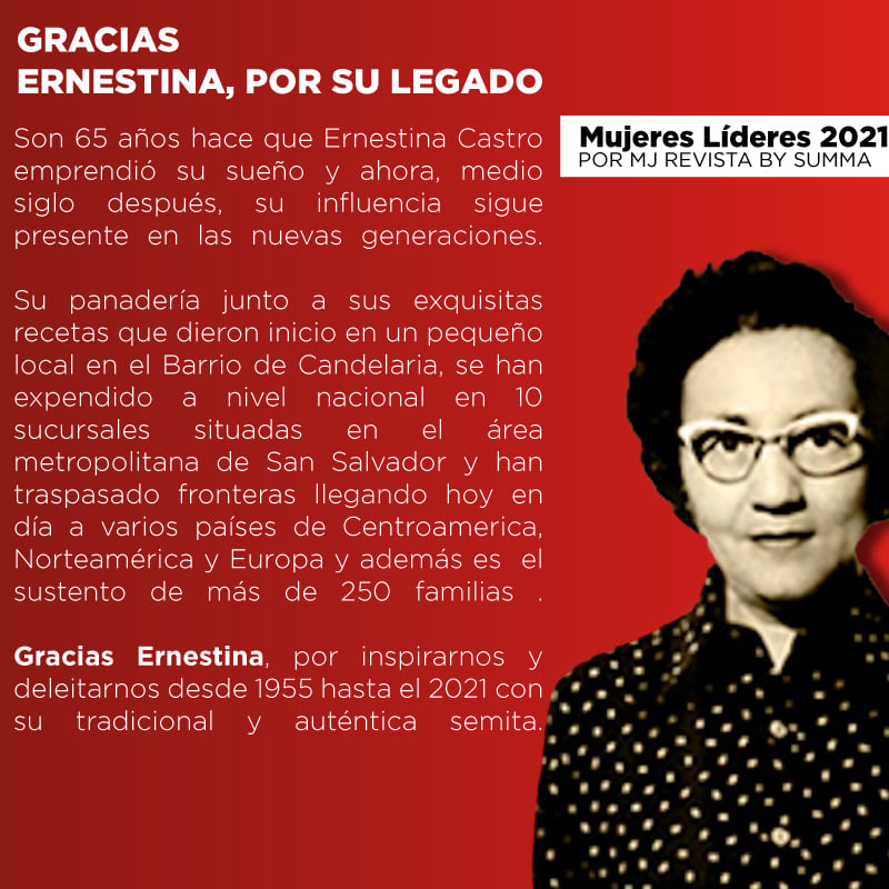 Doña Ernestina Castro, fundadora de Santa Eduvigis fue incluida como una influyente regional por la revista MJ. 