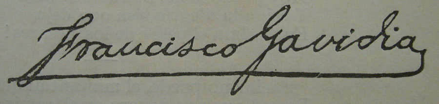 Vistazo a la firma del escritor Francisco Gavidia.